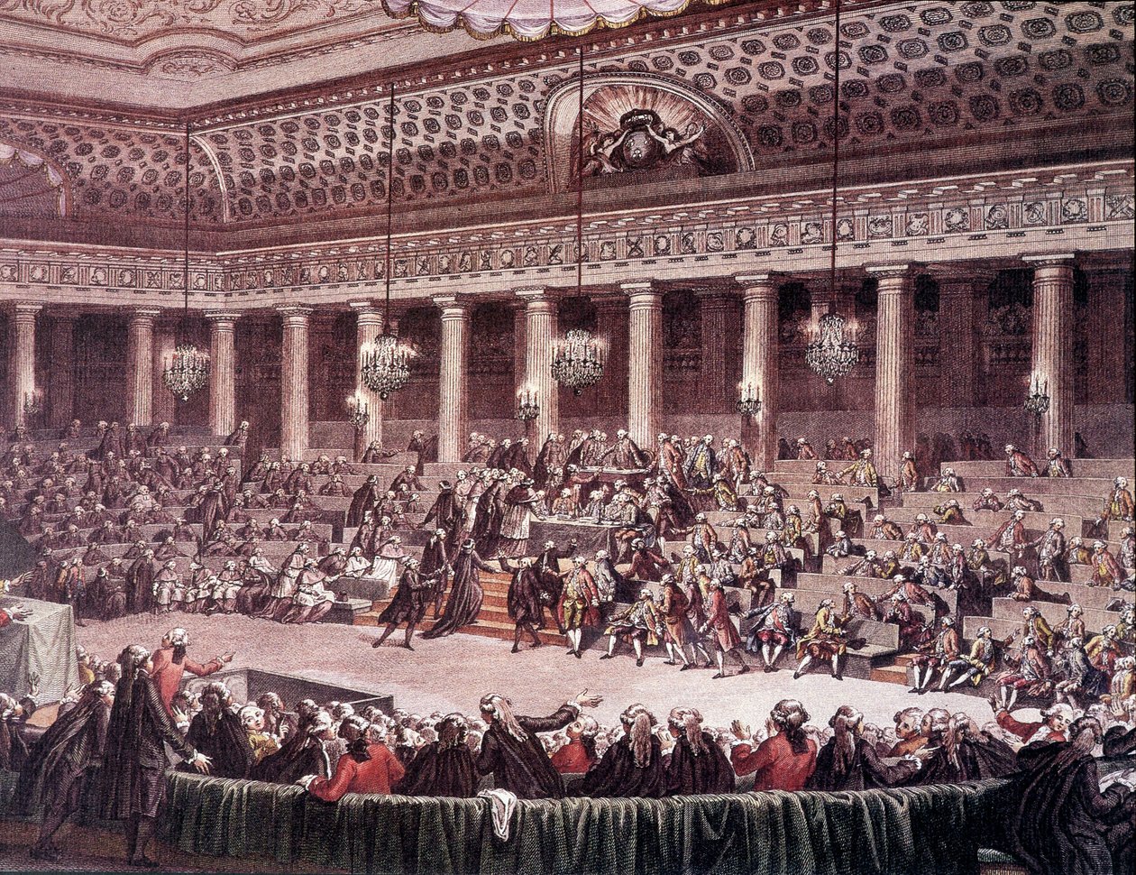 Møte i den konstituerende forsamlingen natt til 4. august 1789 for avskaffelse av privilegier av Unknown artist