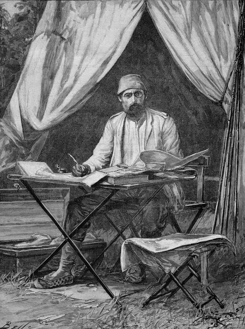Mehmet Emin pasha. (Eduard Schnitzer) tysk oppdagelsesreisende (1840 til 1892). gravering fra 1893. av Unknown artist