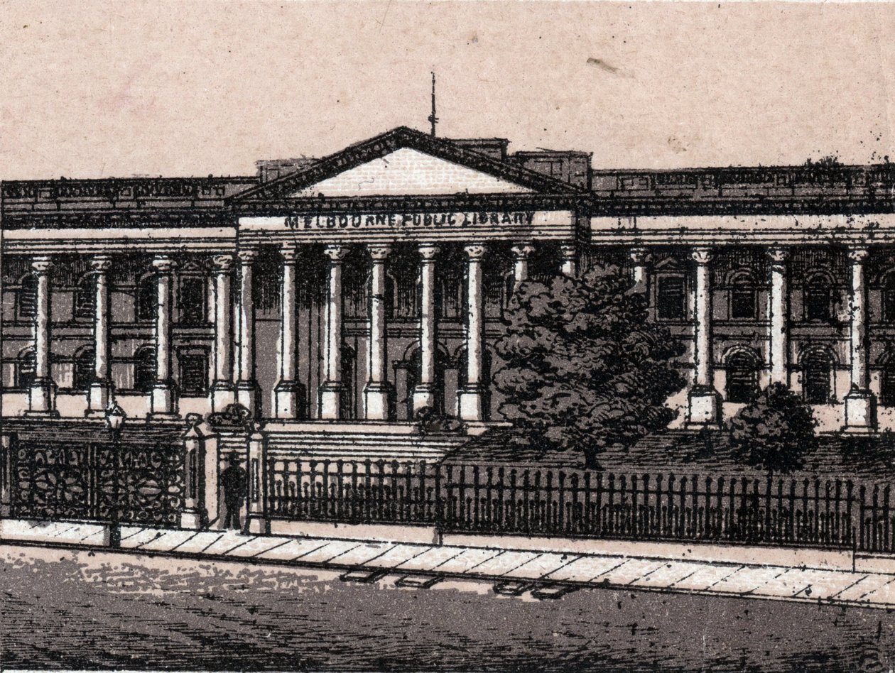 Melbourne, Australia: view of the Public Library. in “” The world illustrates 168 views”” Undated (late 19th century) av Unknown artist