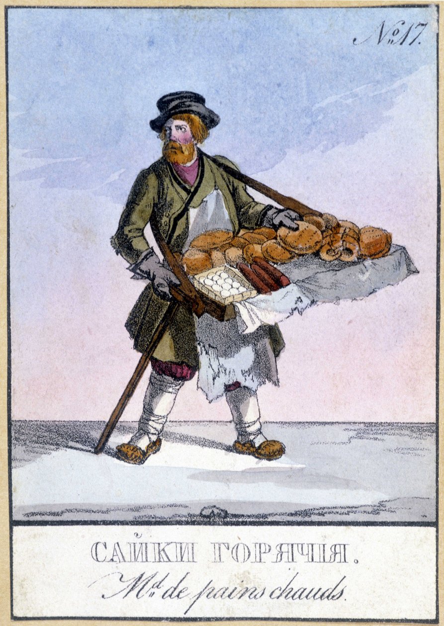 Forhandler av varmt brød i Russland på 1800-tallet. av Unknown artist