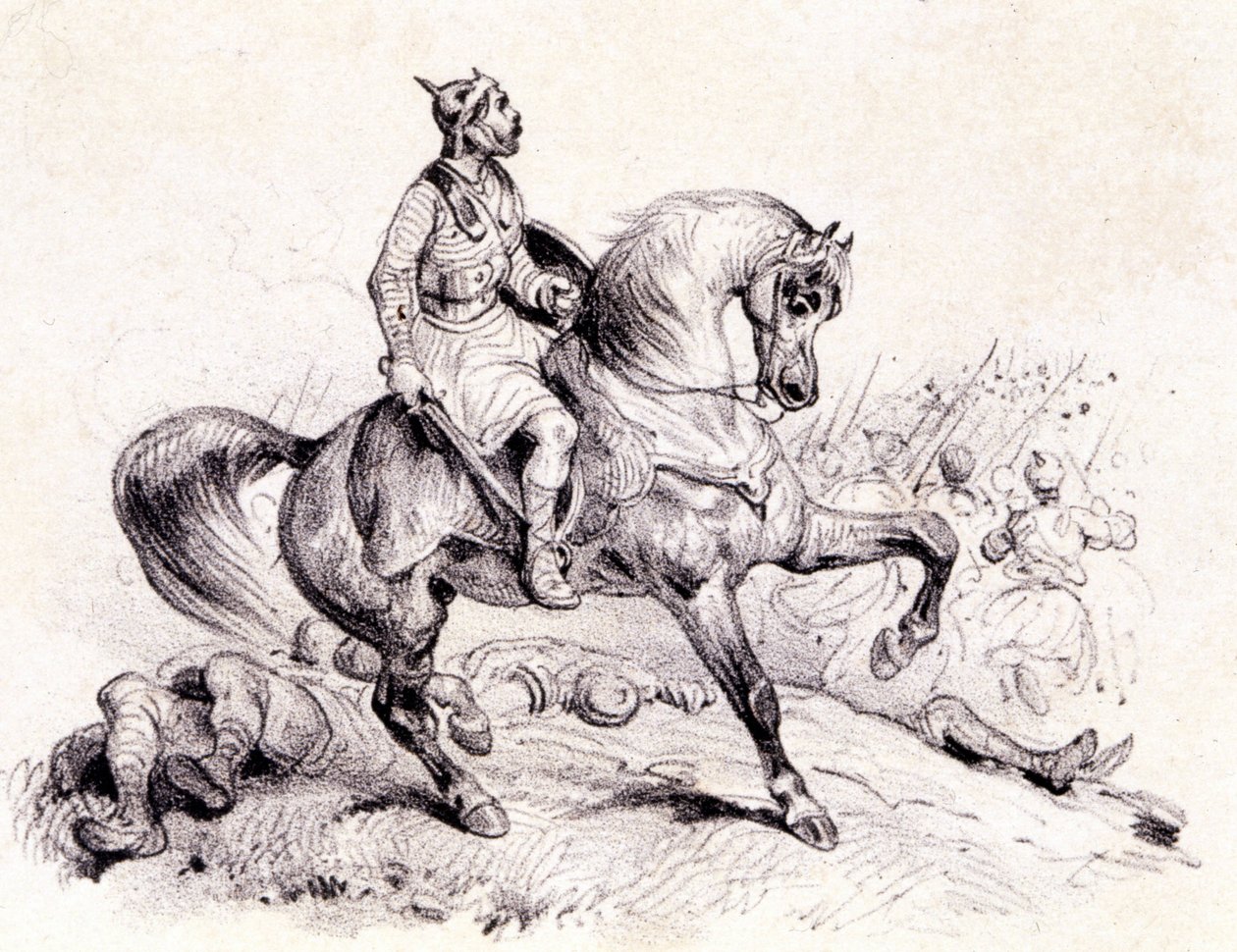 Merovée slår hunerne. av Unknown artist