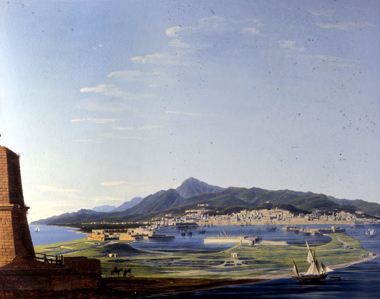 Messina sett fra sundet. Anonymt maleri fra 1800-tallet. av Unknown artist