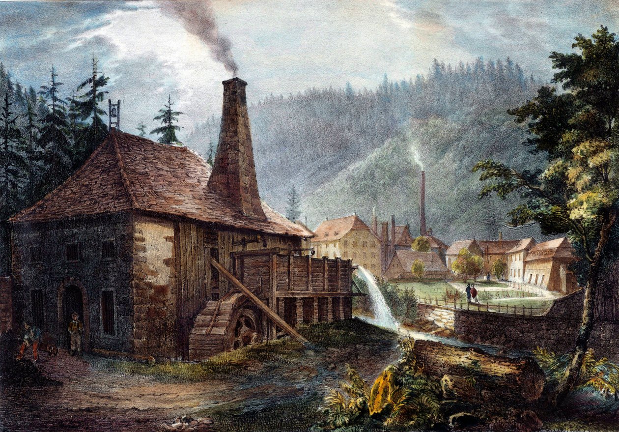 Metallurgi: Utsikt over Framonts smier. Litografi rundt 1850. Nancy, historisk museum Lorraine av Unknown artist