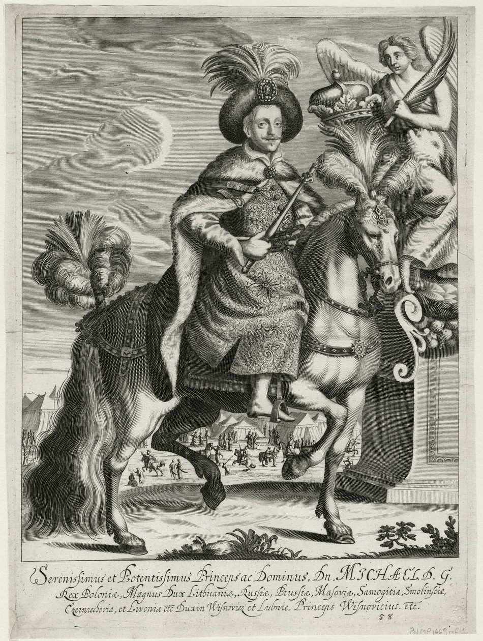 Michal Korybut Wisniowiecki (1640-1673), konge av Polen og storhertug av Litauen - Anonym - ca. 1670 - Kobberstikk - 36,5x27,2 - Privat samling av Unknown artist