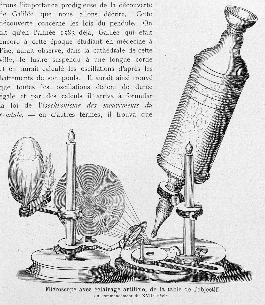 Mikroskop med kunstig belysning av bordet på begynnelsen av 1600-tallet av Unknown artist