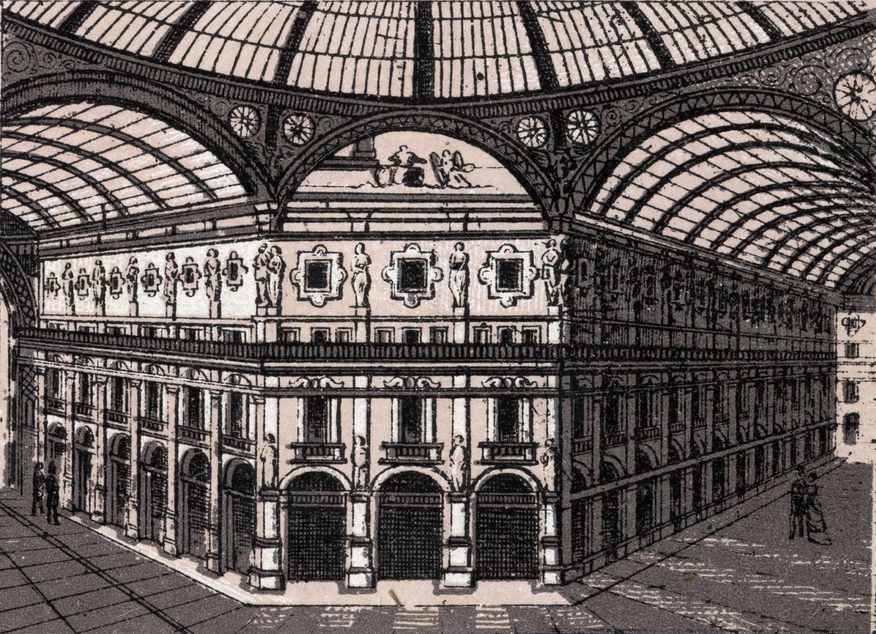 Milano, Italia: utsikt over galleriet Victor Emmanuel (Victor Emmanuel Arcade). i "" Verden illustrerer 168 visninger"" Udatert (slutten av 1800-tallet) av Unknown artist
