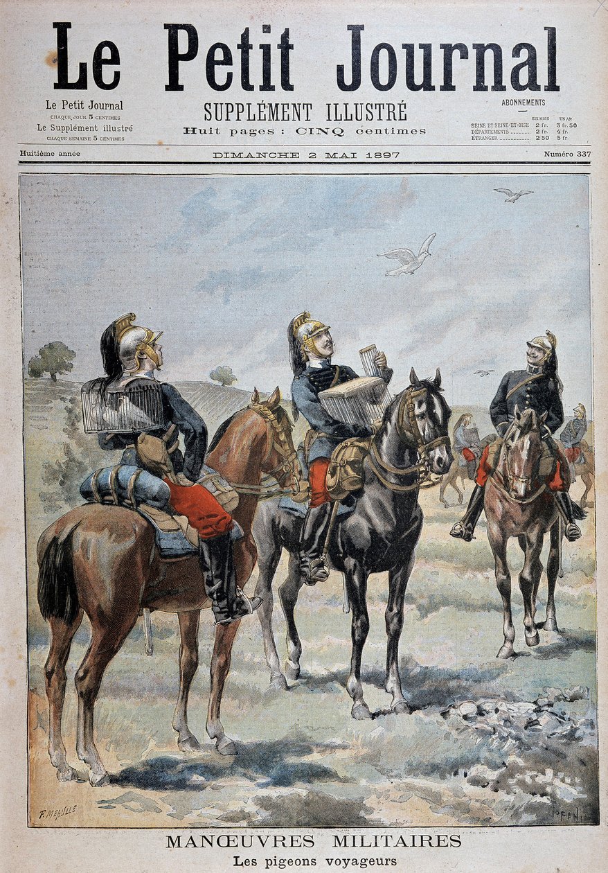 Militære manøvrer: passasjerduene - i "" Le Petity Journal"" av 02/05/1897 av Unknown artist