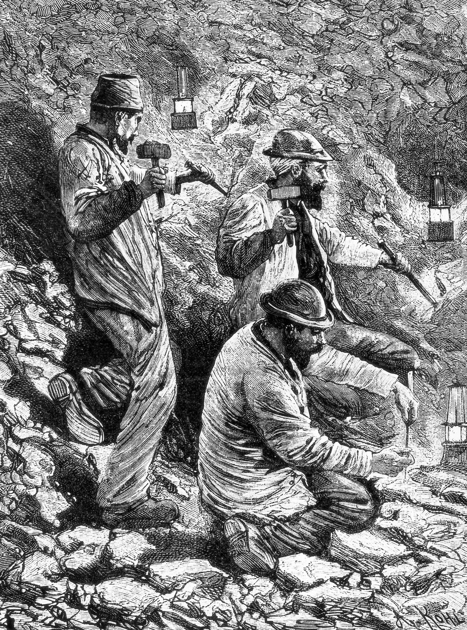 Gruvearbeidere i kullgruve av Unknown artist
