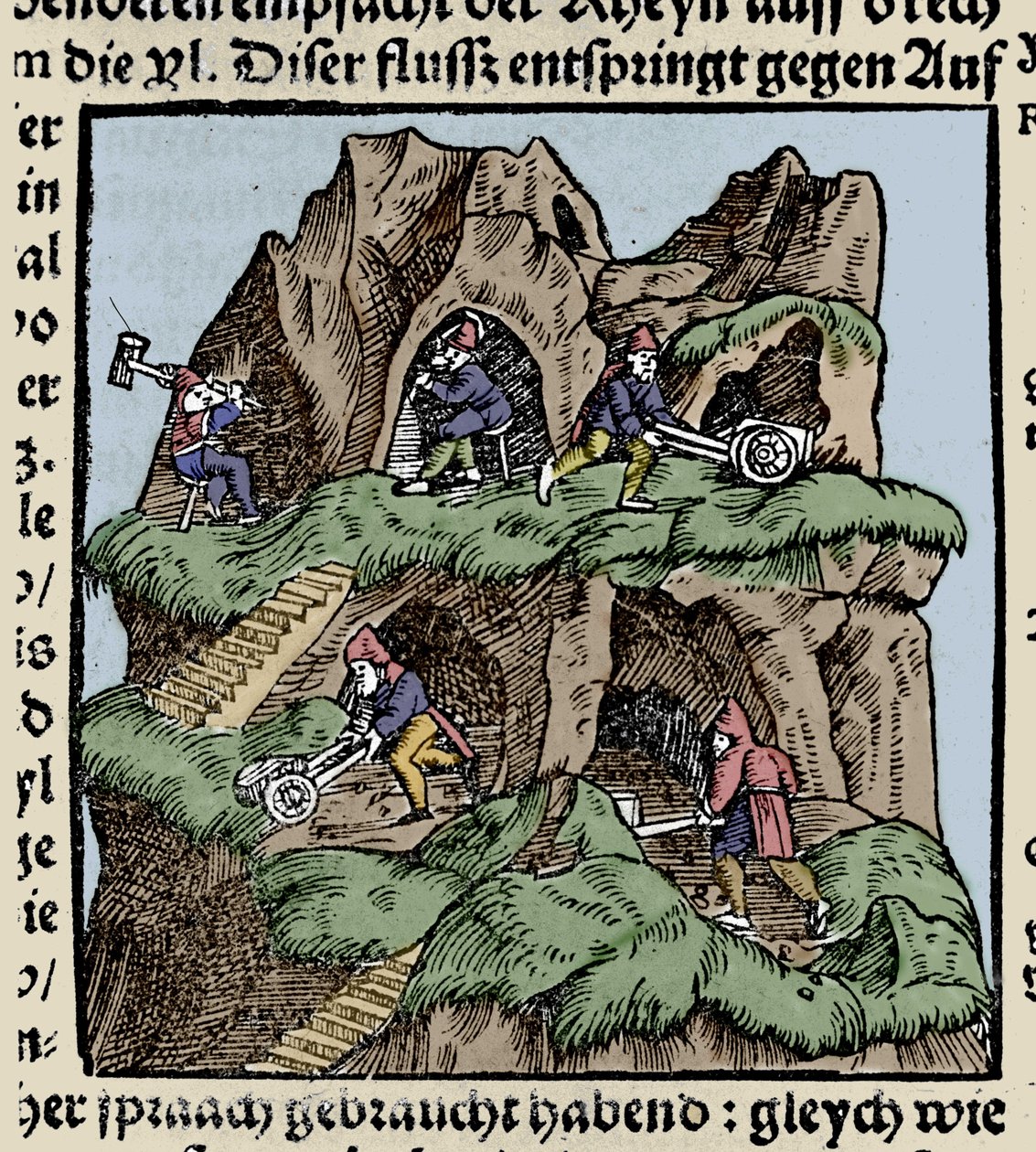 Gruver på 1400-tallet. Gravering fra Johann Stumpffs "Den Edlen Strength Besten Fromen". begynnelsen av 1500-tallet. av Unknown artist