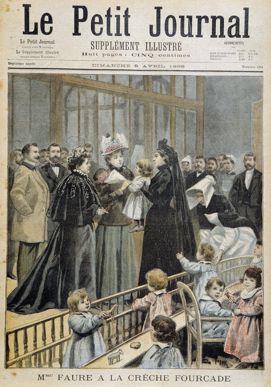 Mme Faure ved Fourcade barnehage - i "" Le Petite Journal"" av 05.04.1896 av Unknown artist