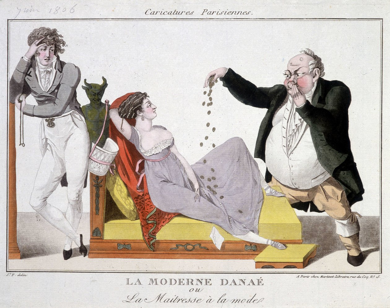 Moderne Danaé eller den fasjonable maiess (prostitusjon) - karikatur av Unknown artist