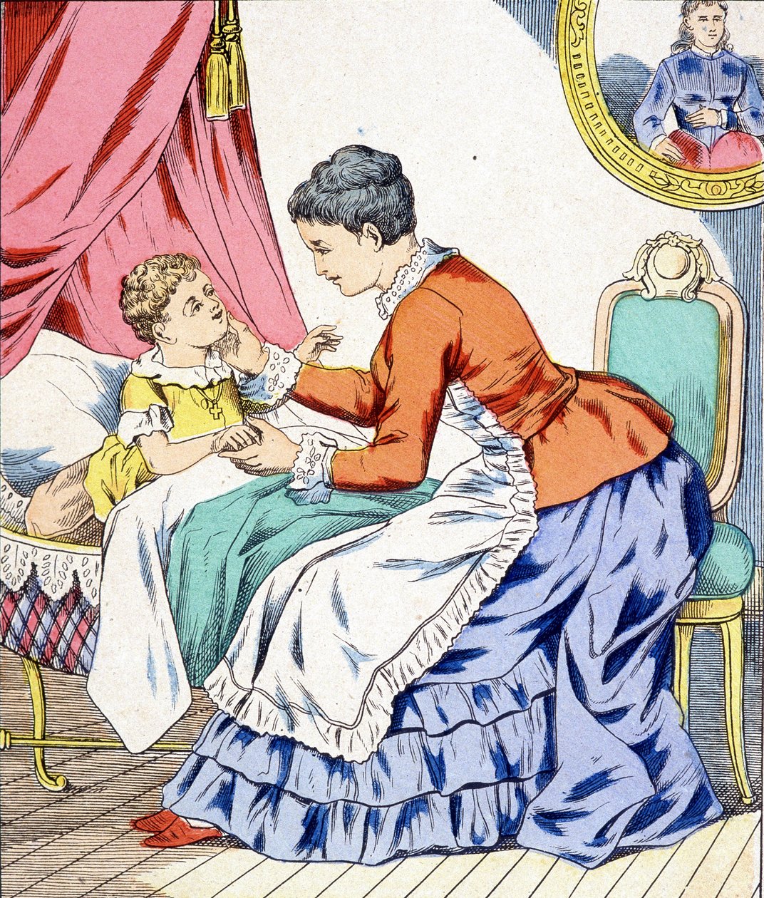 Mamma synger en vuggevise til barnet sitt for å sove. av Unknown artist