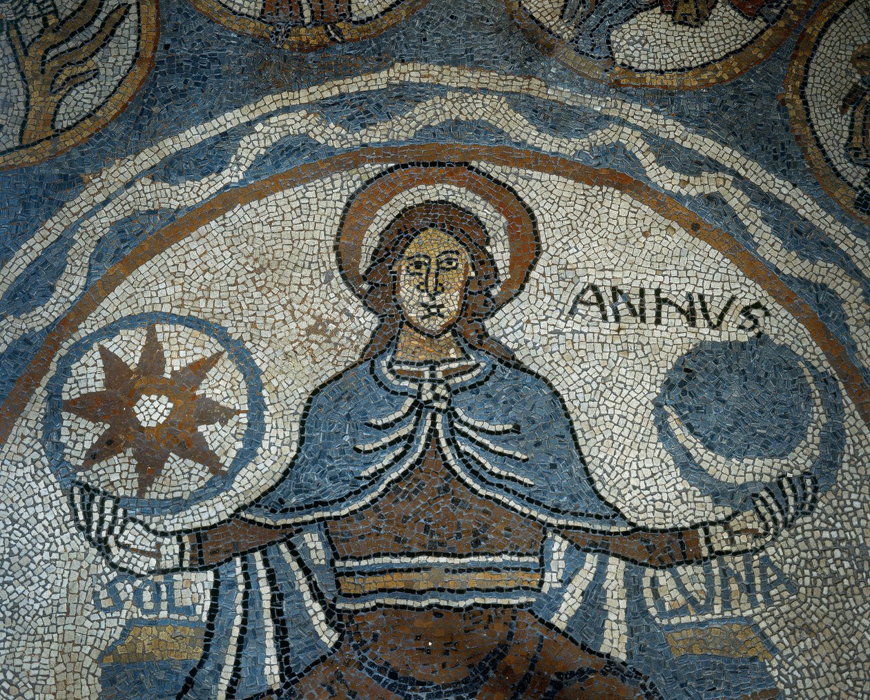 Mosaikkgulv som viser årets måneder av Unknown artist