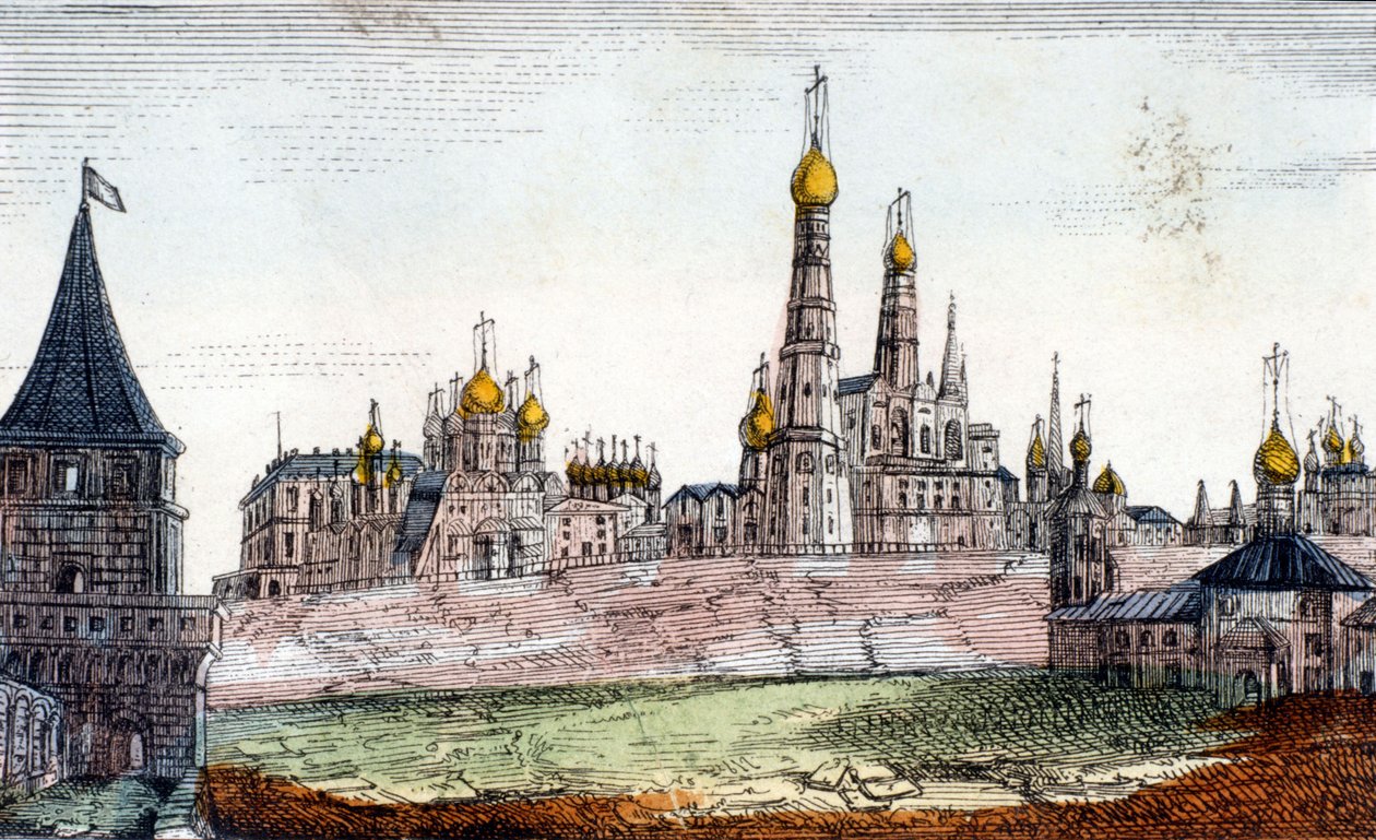 Moskva, Kreml. 1800-talls gravering. av Unknown artist