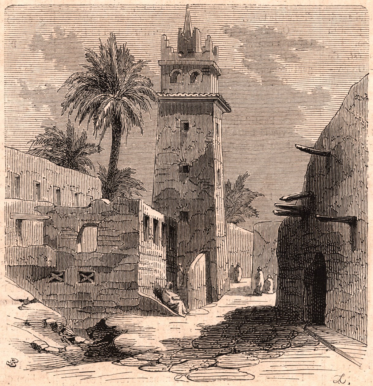 Moske i den gamle Biskra (Biskra) i Algerie i 1866 av Unknown