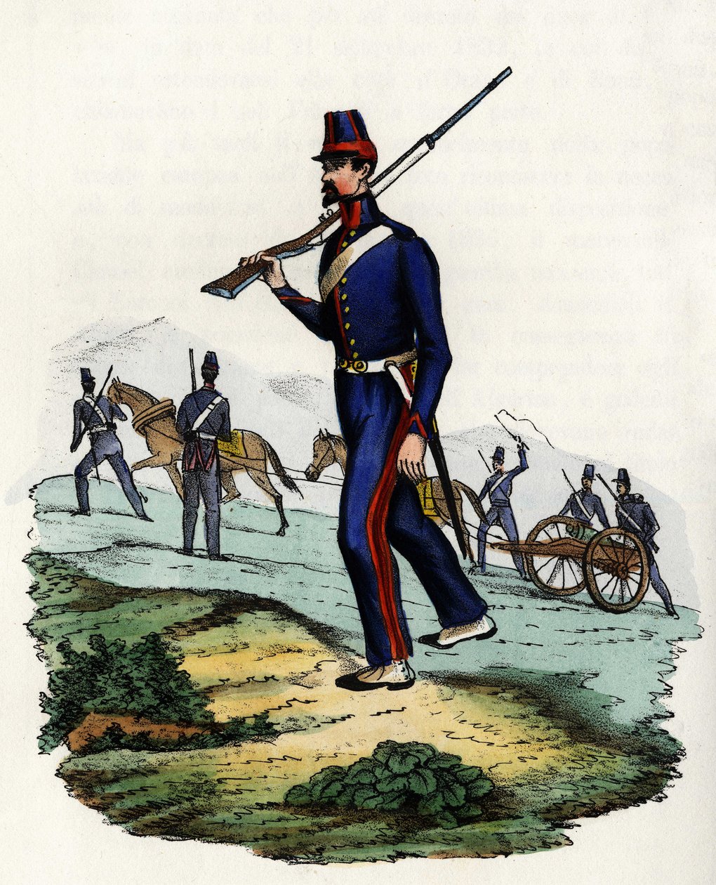 Mountain artillery battalion of the French army of Africa in Algeria in 1830. In “” Storia d
