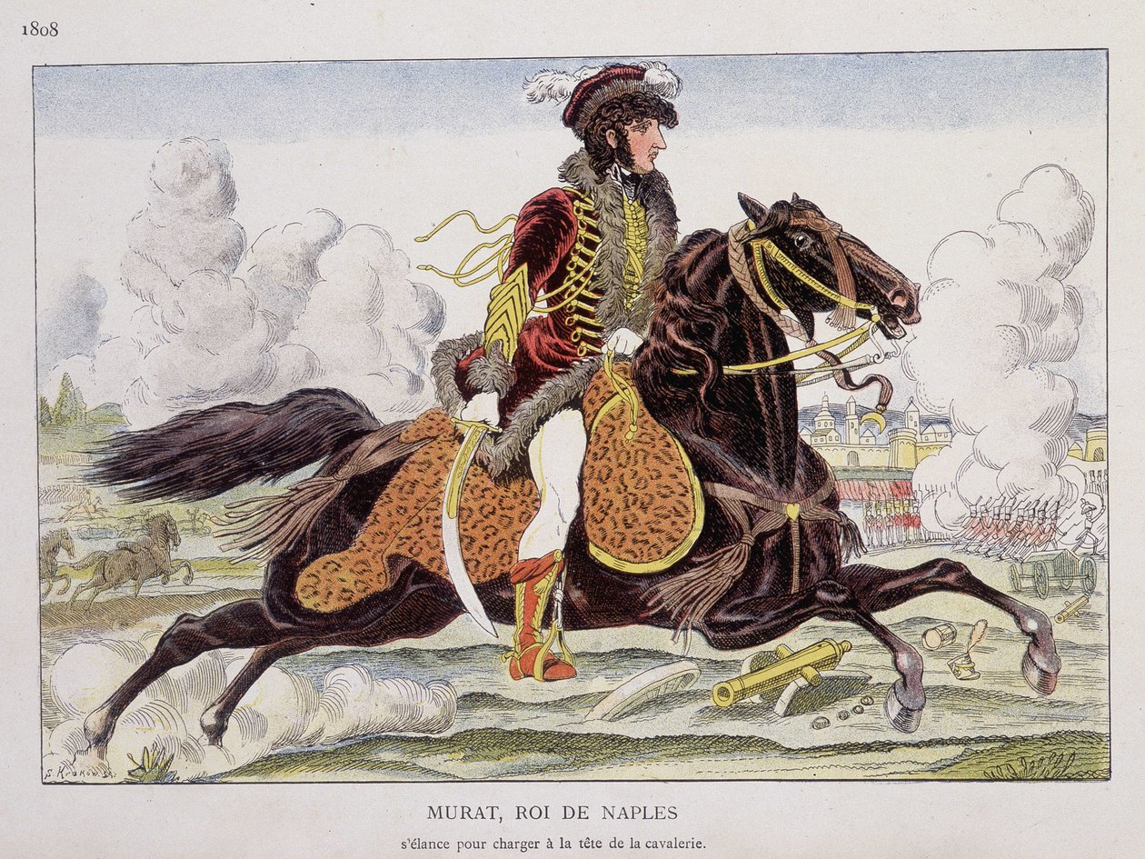Murat (1767-1815), konge av Napoli, starter for å angripe spissen for kavaleriet av Unknown artist