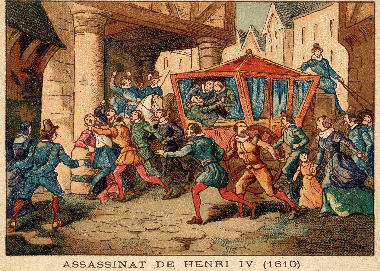 Murder of Henry IV and arrest of Ravaillac on 14 May 1610. av Unknown artist