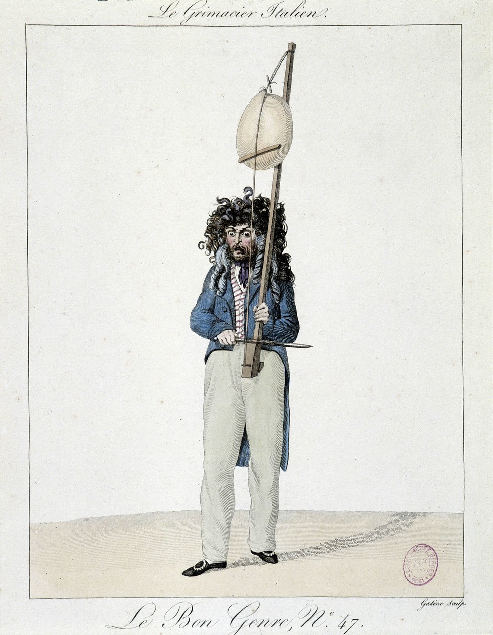 Musiker på gaten: den italienske grimaseren - gravering, Carnavalet. av Unknown artist