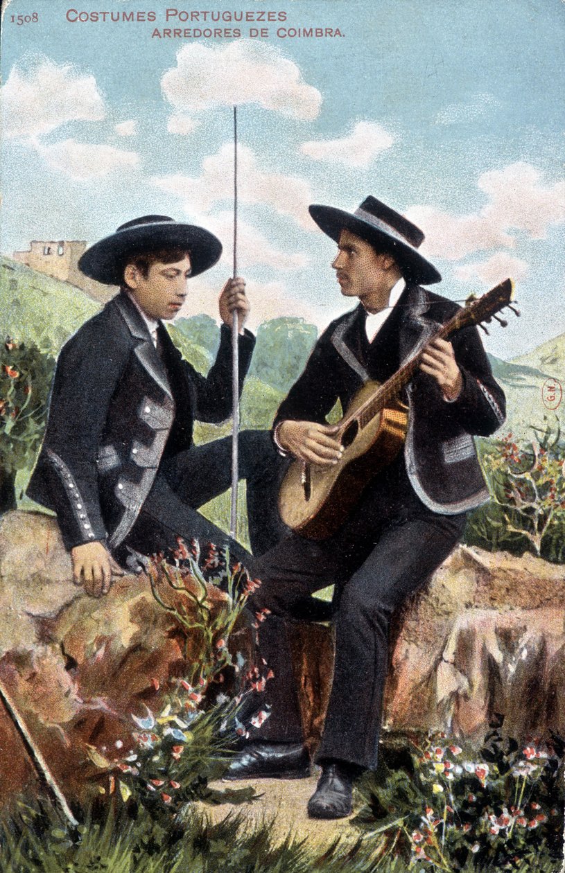 Musikere i portugisiske kostymer. Coimbra arredores. av Unknown artist