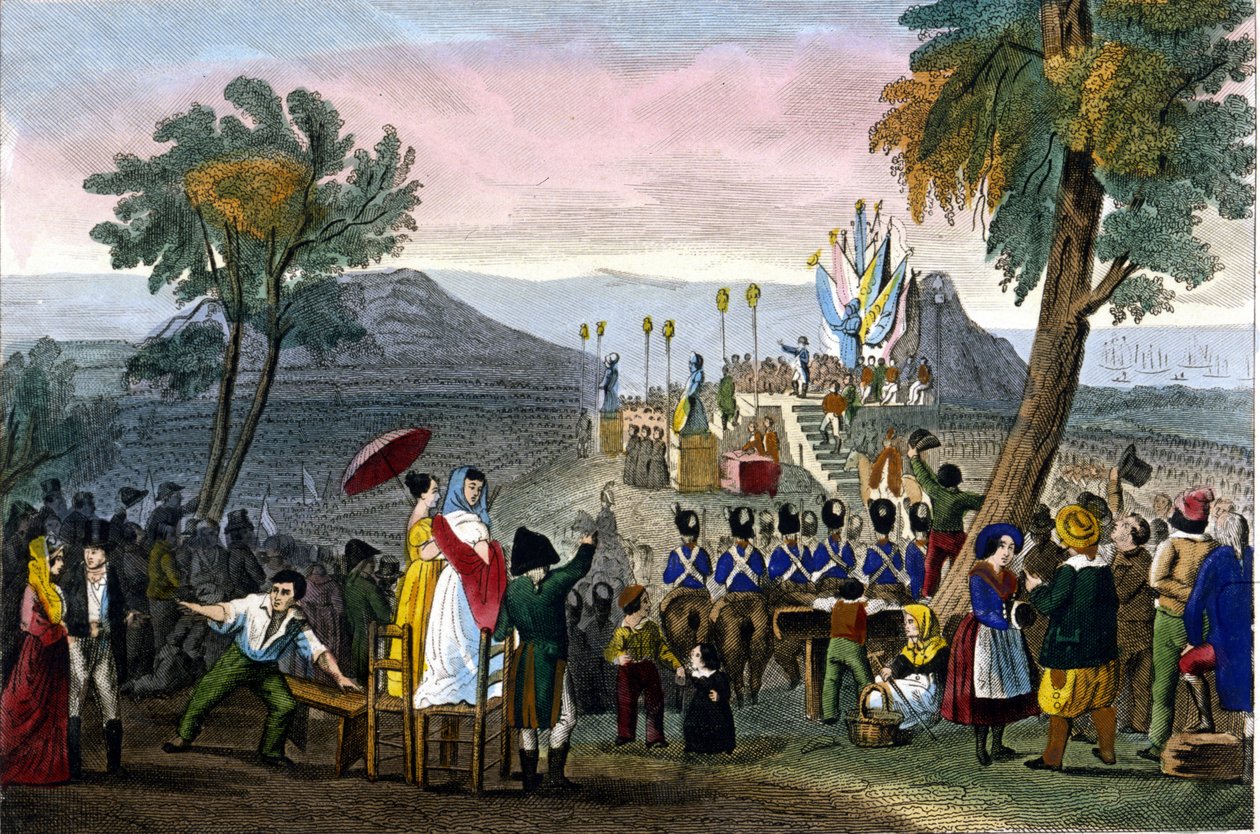 Napoleon I overrakte Æreslegionen til soldatene ved Camp de Boulogne 16. august av Unknown artist