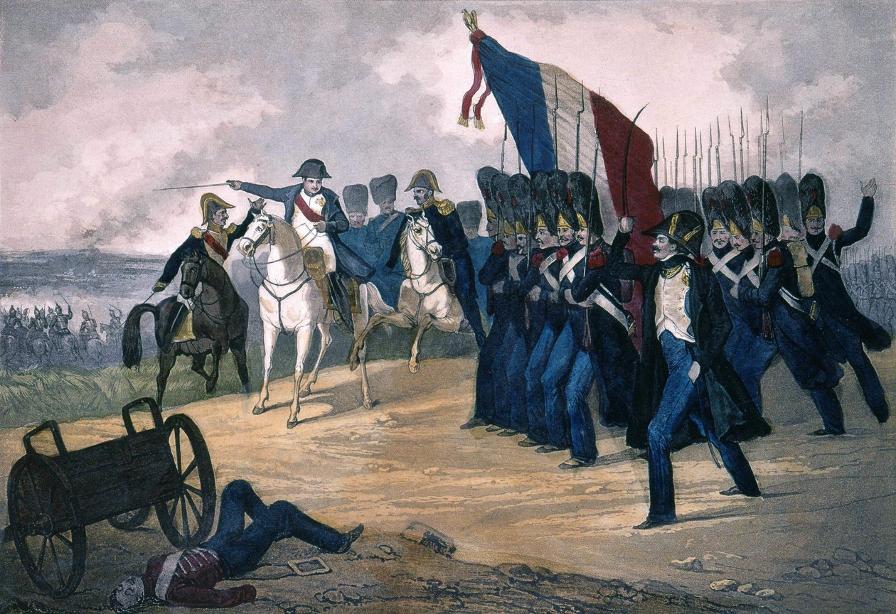 Napoleon I i Waterloo 18.06.1815 - Gravering fra 1800-tallet av Unknown artist