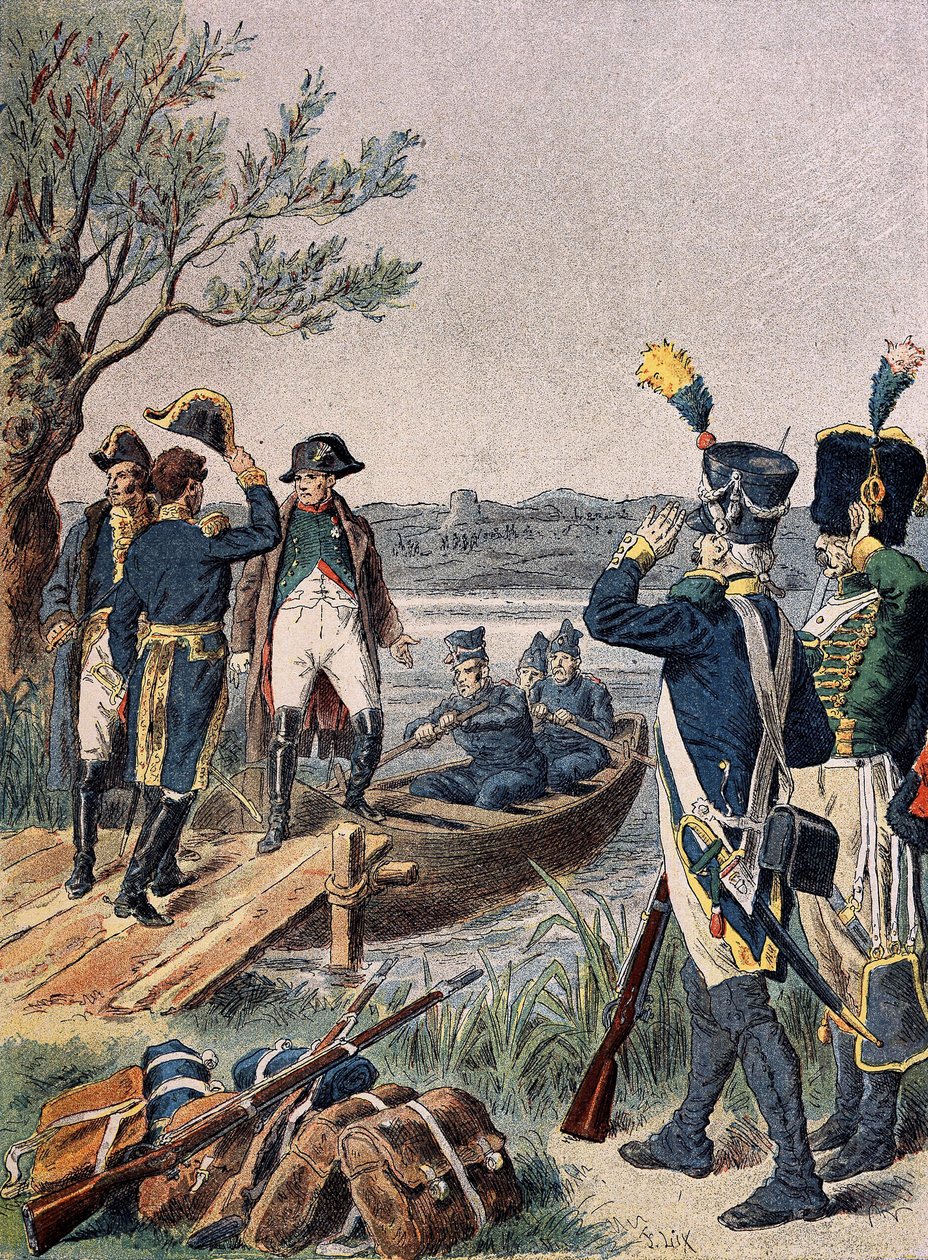 Napoleon og Massena på Lobau-øya av Unknown Artist