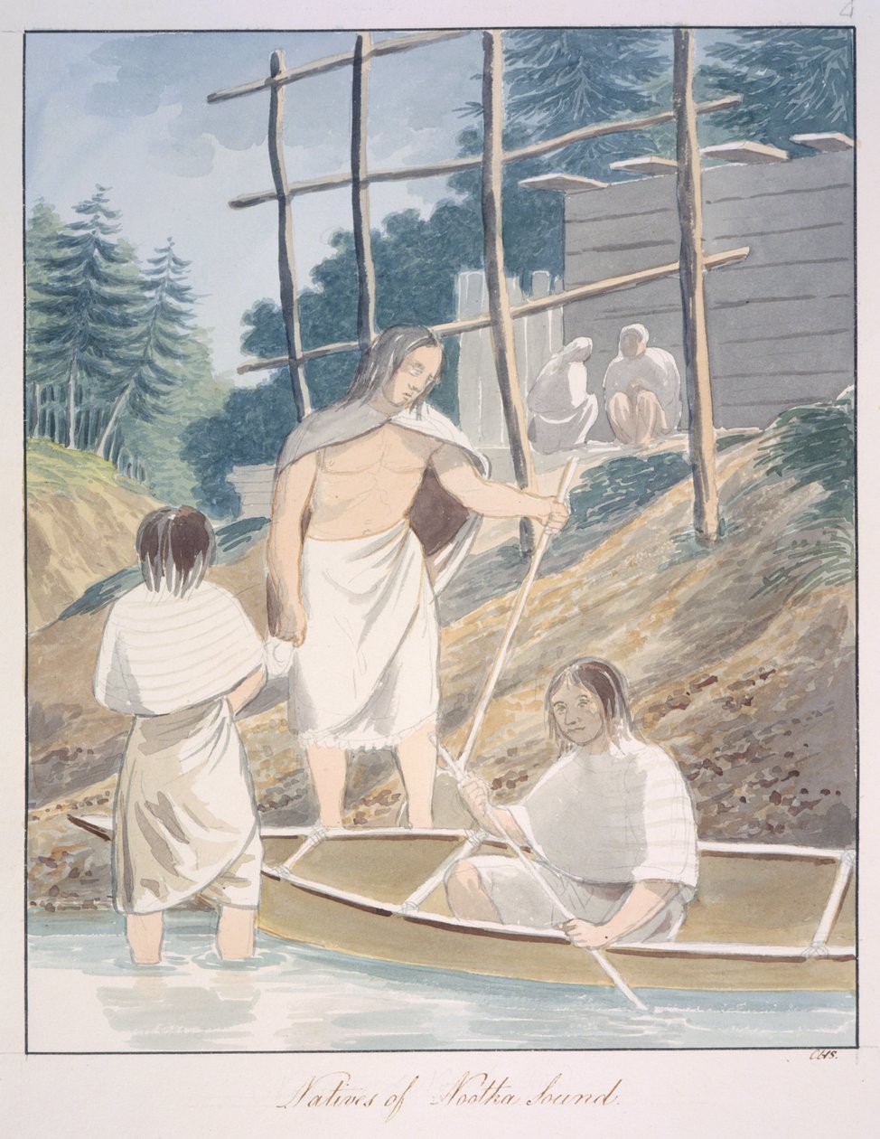 Innfødte fra Nootka Sound, ca. 1843-50 (akvarell) av Unknown artist