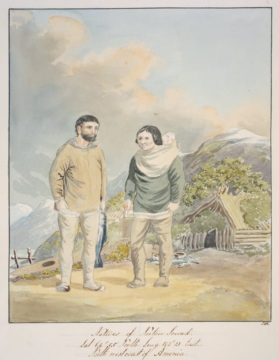 Innfødte fra Norton's Sound, NW-kysten av Amerika, ca. 1843-50 (akvarell) av Unknown artist