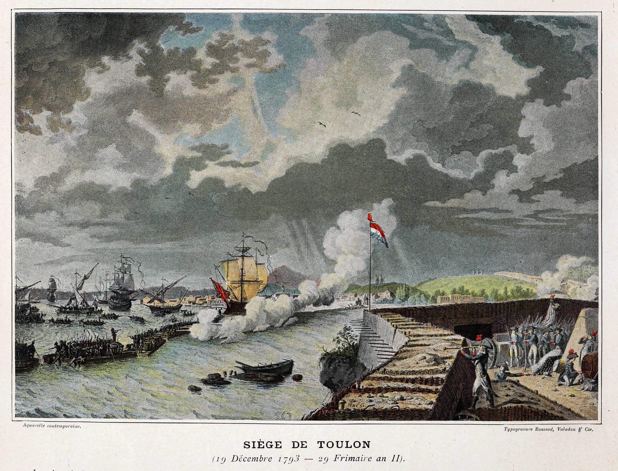 Naval Battle: Siege of Toulon 19/12/1793 - i "" Napoleons sjøslag"" av Unknown artist