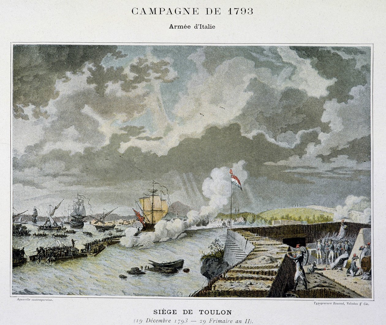Sjøslag: Beleiring av Toulon i 1793 - i "" Napoleons sjøslag"" av Unknown artist