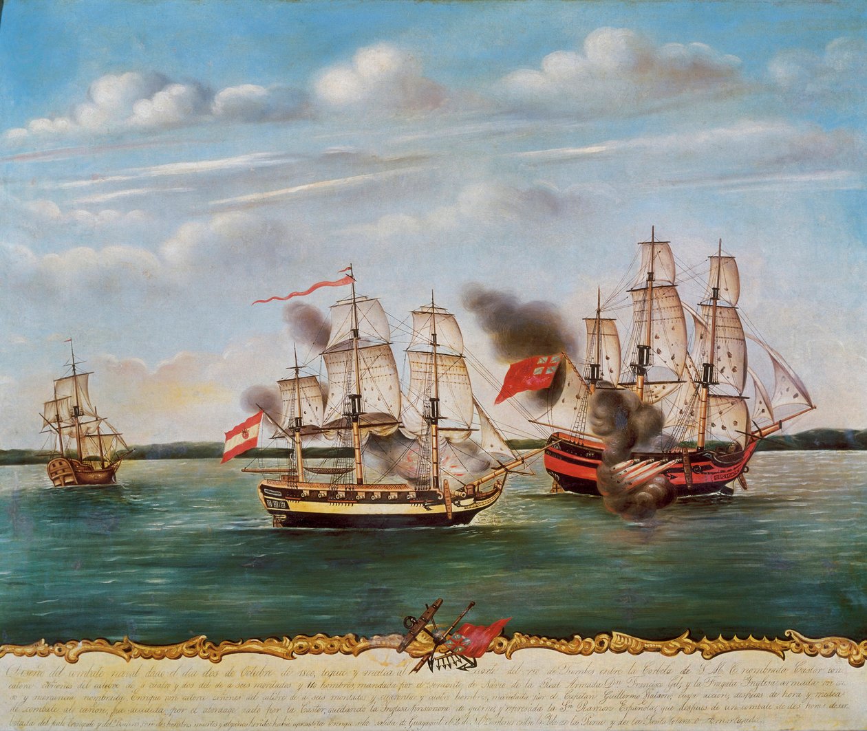 Sjøkamp i Guayaquil (Ecuador) mellom Spania og England 2. oktober av Unknown artist