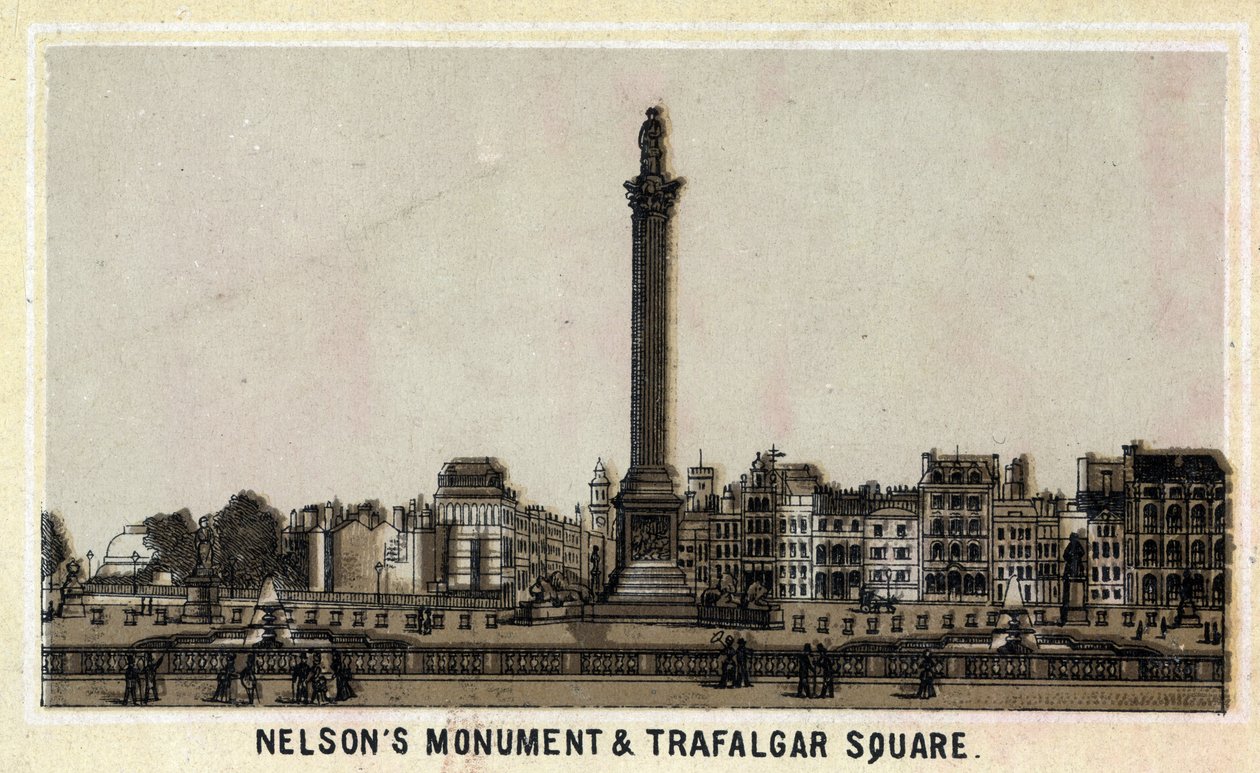Nelsons monument og trafalgar square, Edinburgh (Edinburgh) i Skottland, Storbritannia. Kromolitografi fra slutten av 1800-tallet. av Unknown artist