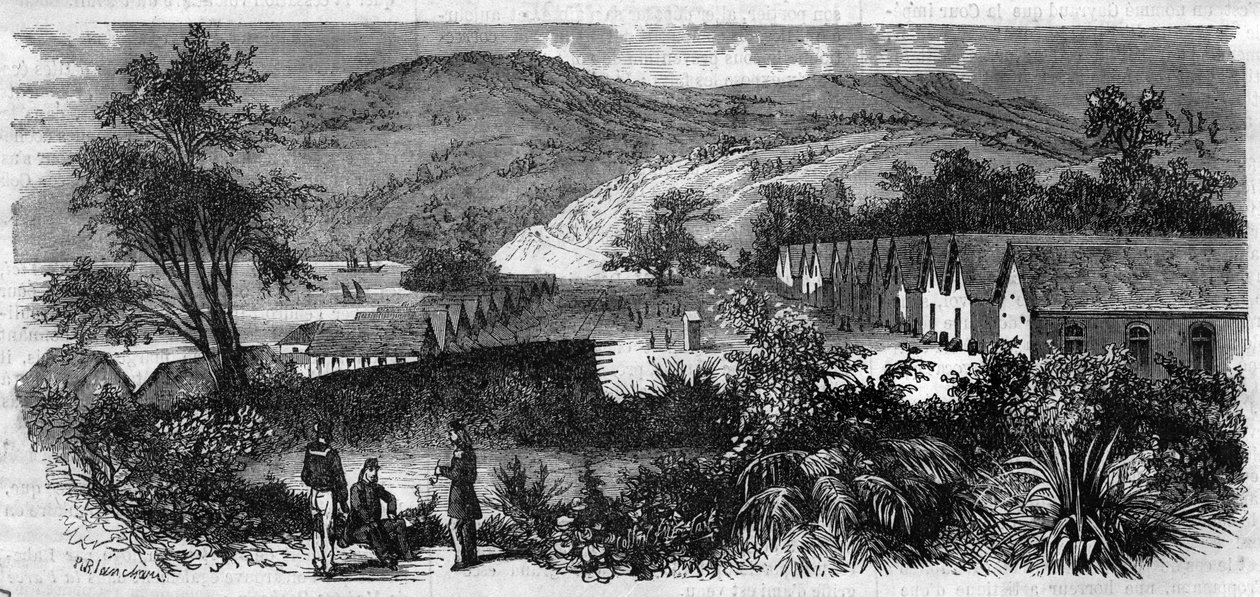 Ny-Caledonia - botsmannen på øya Nou - Gravering av 1870 av Unknown artist