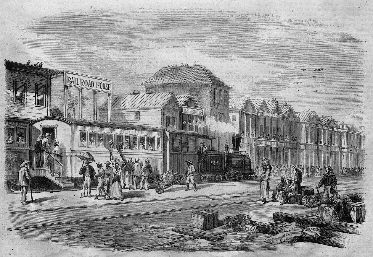 New Granada (present-day Colombia): Aspinwall Railway, starting point from the transisthmic to the Isthmus of Panama. in “The Illustrated Universe”, 7/04/1866. av Unknown artist