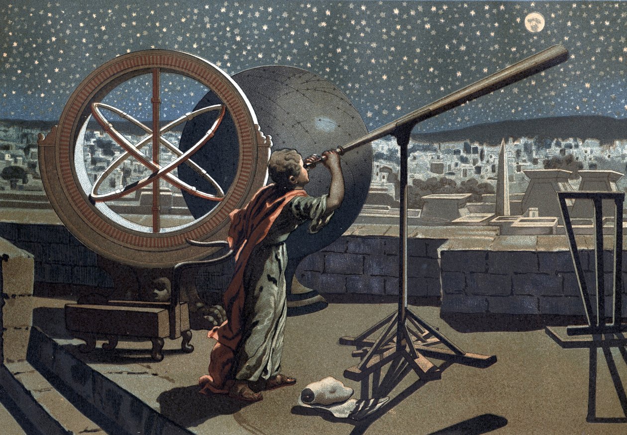 Nicees flodhest. (Hipparkhos) i Alexandria Observatory Greek Astronomer (i Bythynia, 2. århundre f.Kr.) etter "Science and its Men" av Louis Figuier. Barcelona 1881 av Unknown artist