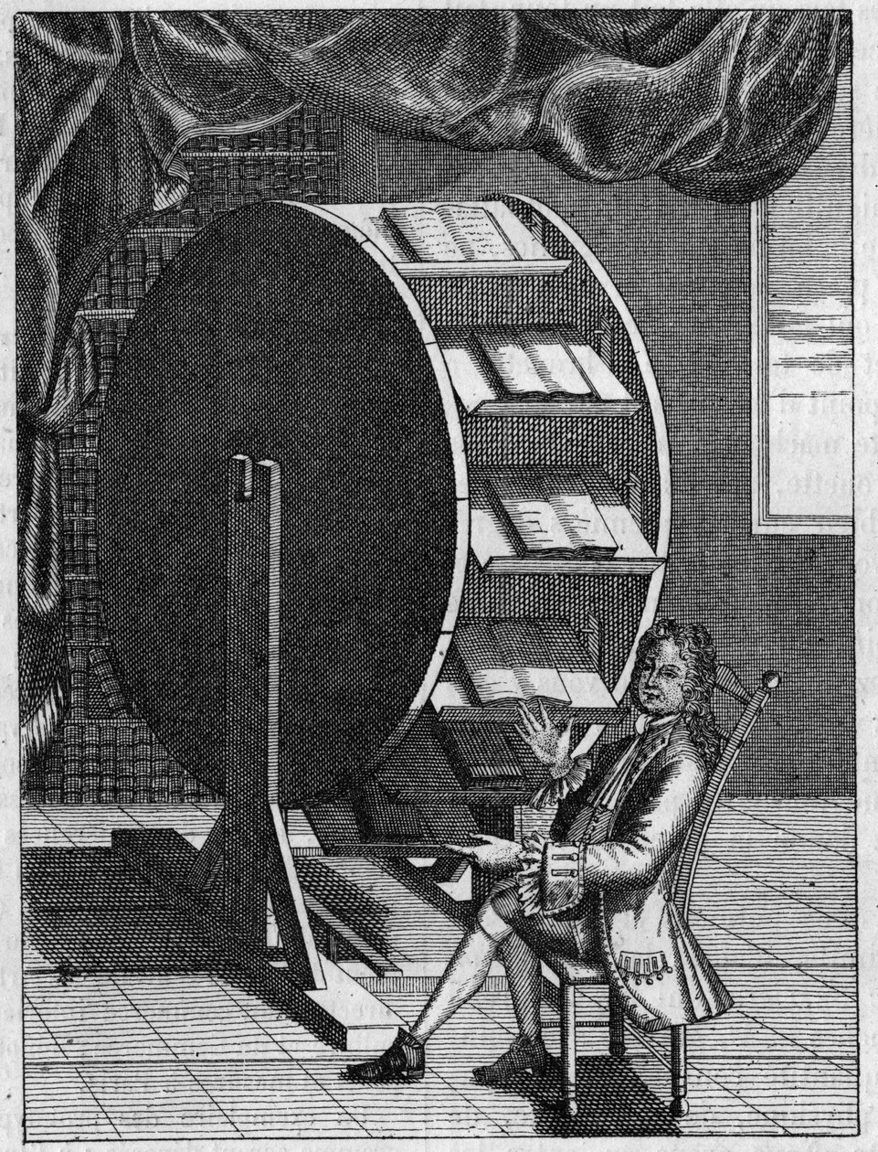 Nicolas Grollier de Servière (1596-1689), fransk oppfinner, har sitt skrivebord. (Faksimile av en gammel gravering). Gravering i "" Nature: gjennomgang av vitenskapene og deres anvendelser på kunst og industri "" av 16. oktober 1880. av Unknown artist