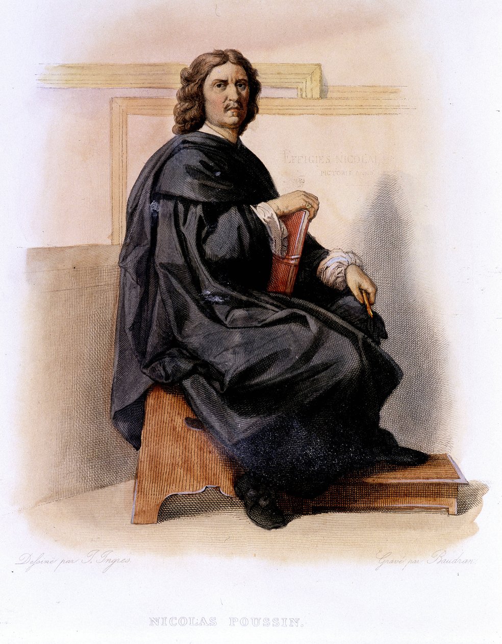 Nicolas Poussin (1594-1665) i Ed. Mennechet, ""Den franske Plutarch"" av Unknown artist