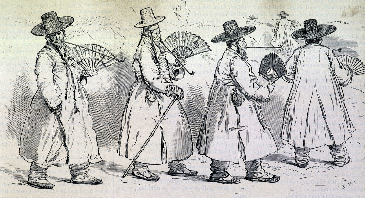Bemerkelsesverdig for landsbyen Sbin Po (Kree) på en spasertur (slutten av 1800-tallet). av Unknown artist