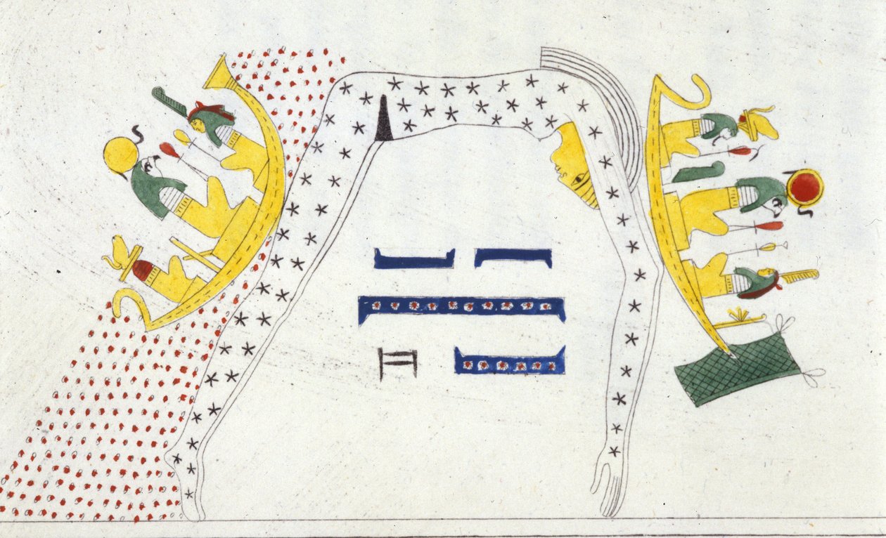 Nut, Egyptian Deity of Heaven and the Barque of the Sun - i "" Monuments of Egypt and Upper Nubia"" av Ippolito Rosellini (Rossellini). av Unknown artist