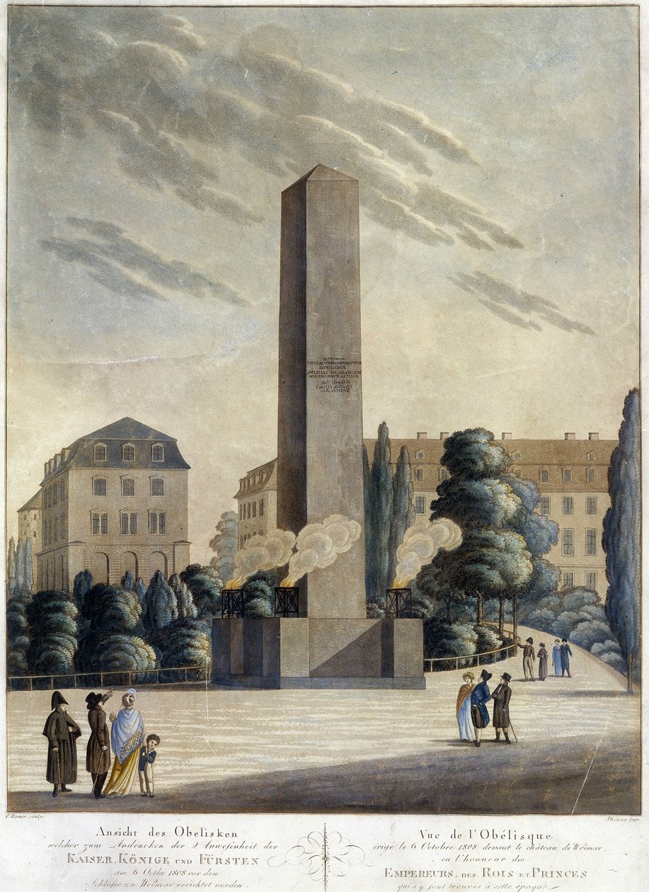 Obelisk foran slottet i Weimar av Unknown artist