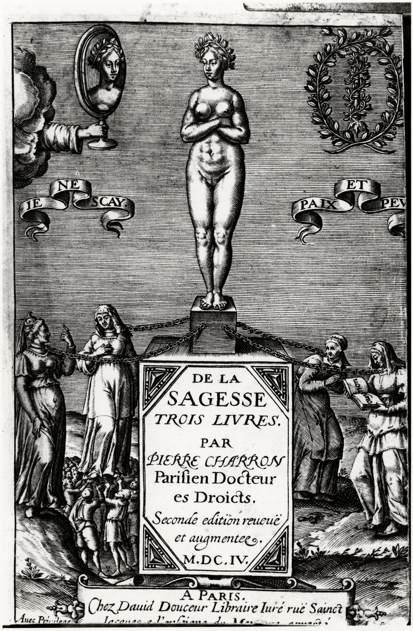 Of Wisdom, Three Books av Pierre Charron (1541-1603) av Unknown artist