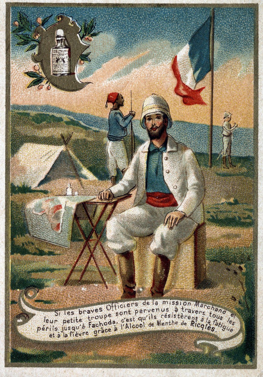 Officer of the Marchand Mission. 19th century chromolithography av Unknown artist