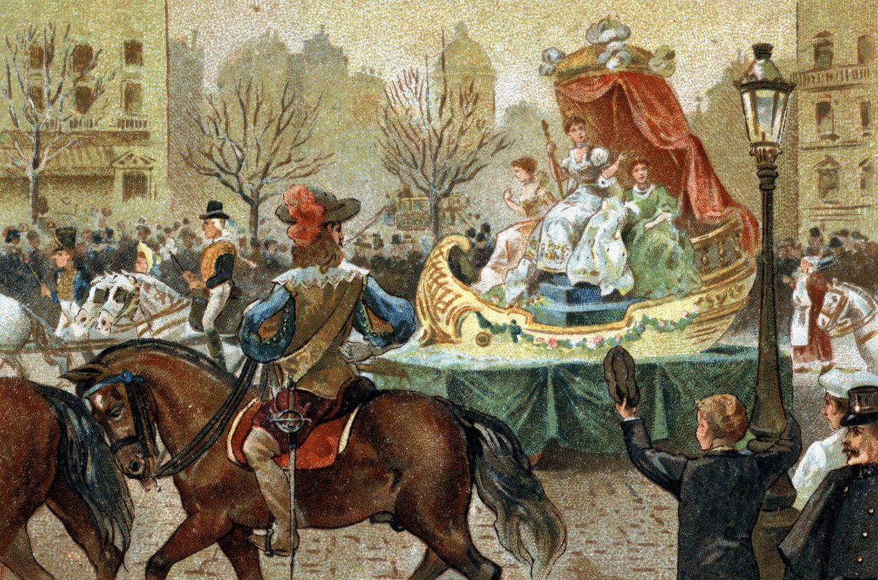 Old custom celebrated in the Ile de France region: mid-Lent in Paris. Chromolithography of the late 19th century. av Unknown artist