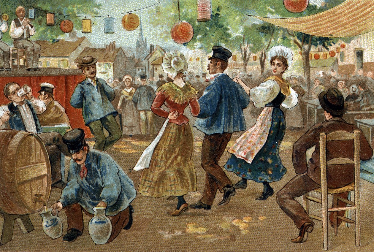 Gammel skikk feiret i regionen Flandern: Flemish Fair. Kromolitografi fra slutten av 1800-tallet. av Unknown artist