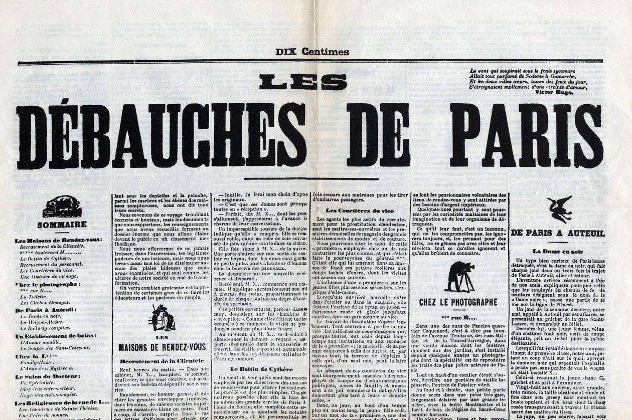 One of the newspaper “Les debauches de Paris””, late 19th century. av Unknown artist