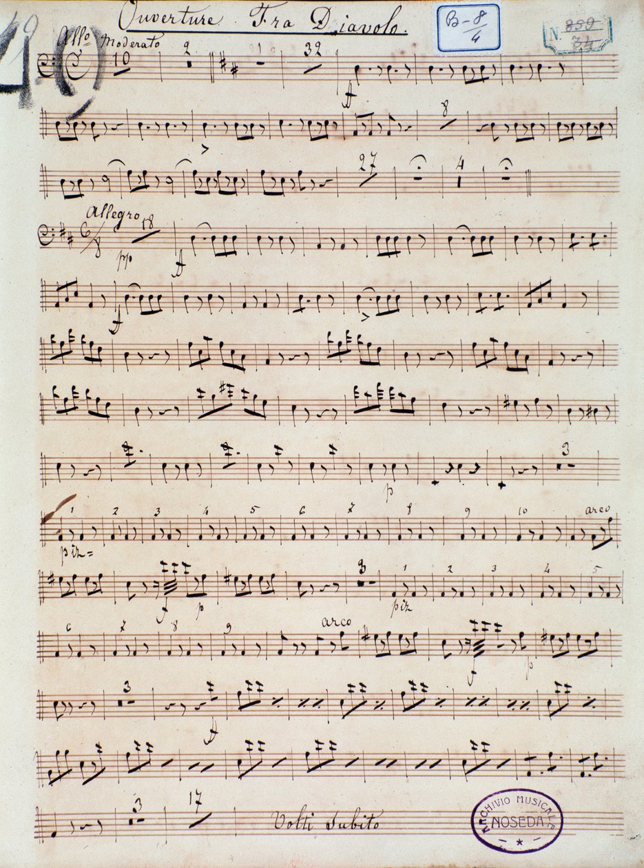 Åpning av opera-tegneserien Fra Diavolo, eller The Hotelery of Terracine av D. F. Auber av Unknown artist