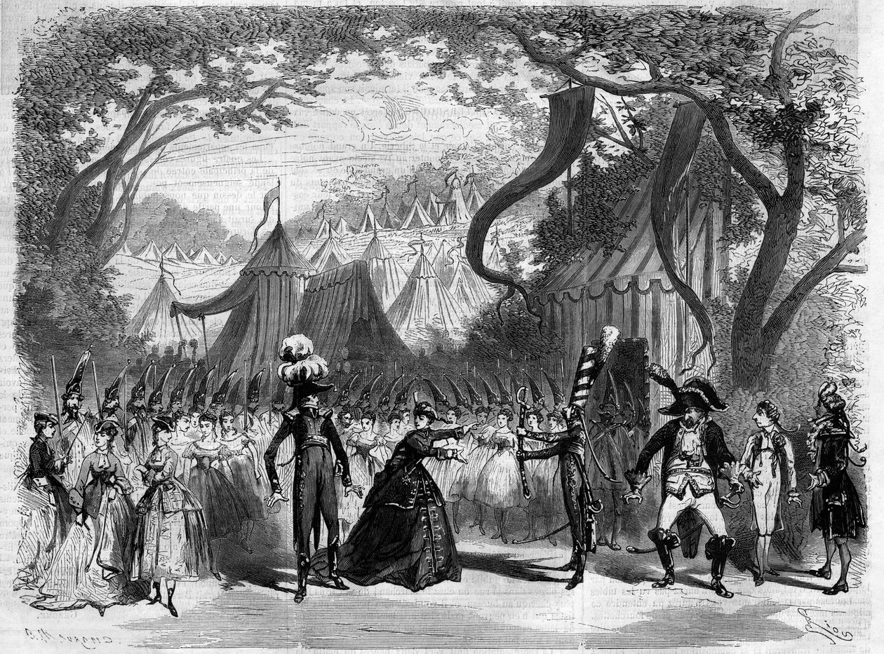 Opera “” The Great Duchess of Gerolstein”””, opera-food in three acts by Henri (Henry) Meilhac (1831-1897) and Ludovic Halevy (1834-1908). Music by Jacques Offenbach (1819-1880). Engraving in “” L