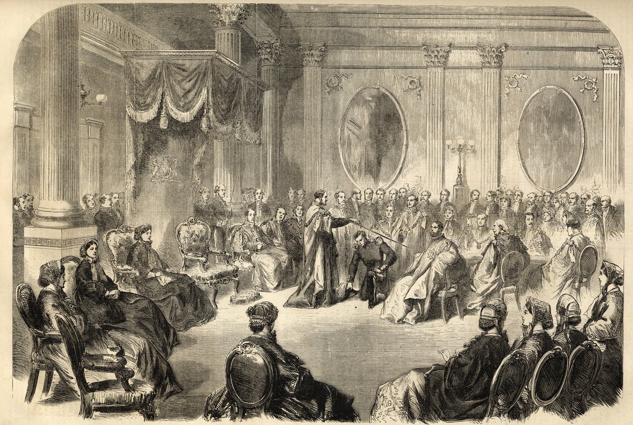 St. Patrick-ordenen - Den mest illustrerte St. Patrick-ordenen - Innsatsen av en ridder i St. Patricks orden i Dublin, Irland i 19. - gravering 1866 av Unknown artist
