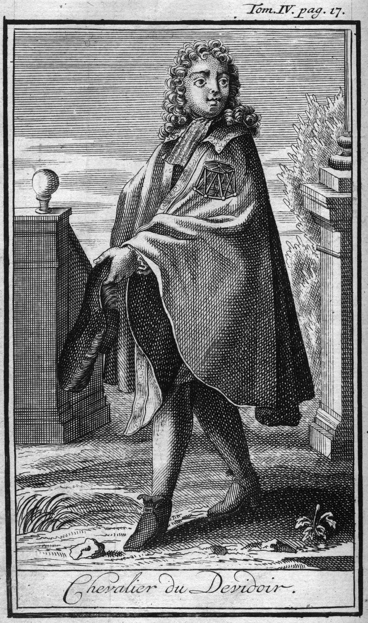 Orders of Chivalry. Knight of Devidoir.In “” History of military orders or knights, of the secure and routine militias of both sexes, which have been established so far. Edition taken from Abbe Giustiniani, R.P.Bonani, M. Herman, Schoonebeek, R.P.Heliot.Am av Unknown artist